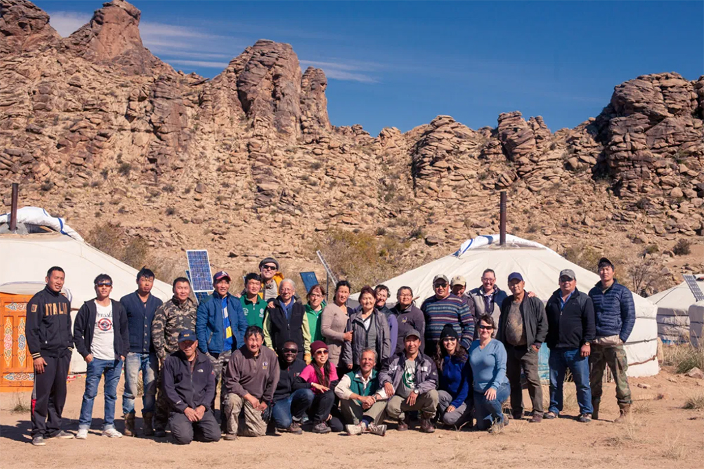 Kofi and Kim (featured bottom row, third and fourth from left) and their Earthwatch research team in Mongolia.