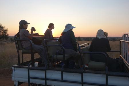 Earthwatch volunteers take observations at the end of the day (C) Ashley Junger