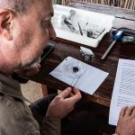 A volunteer analyzes an insect specimen (C) John Lechner