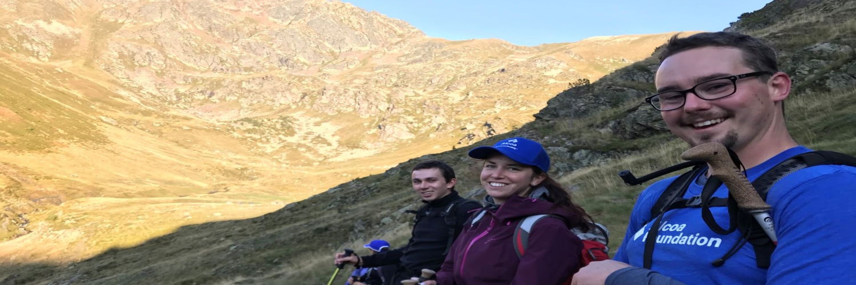 Alcoa employees hiking in the Andorran Pyrenees