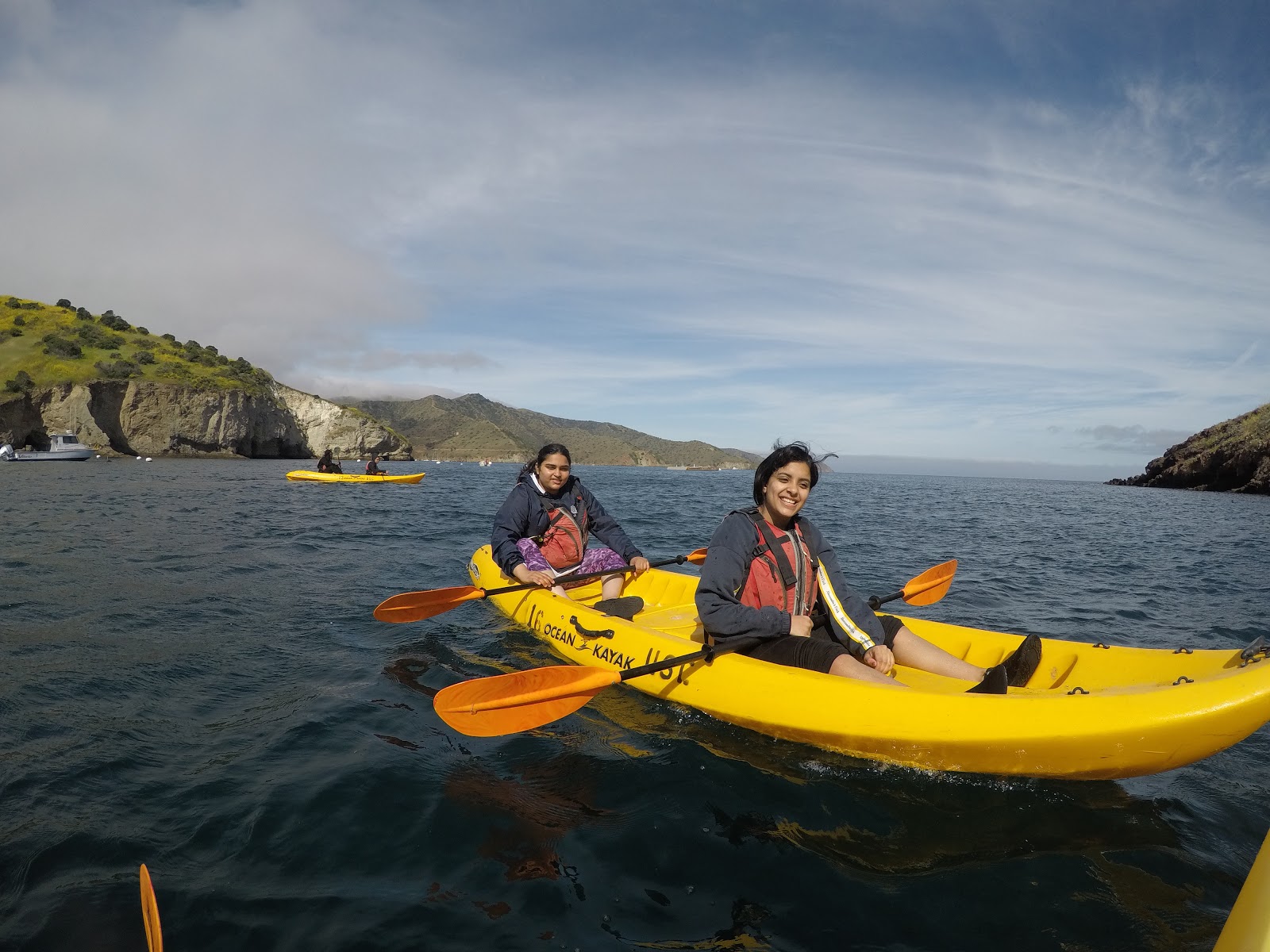 Two students in a kayak