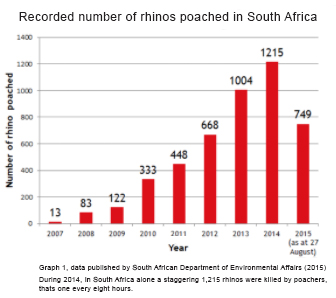 Recorded number of  Rhinos Poached in South Africa