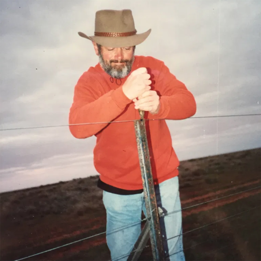 Chip’s grandfather, Walter, builds a fence during an Earthwatch expedition in Australia