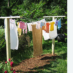 Every time you can hang dry your laundry on an outdoor clothesline or indoor drying rack, you’ll save energy, save money, and reduce your carbon footprint. 