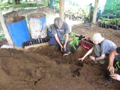 earthwatch volunteers potting test plants