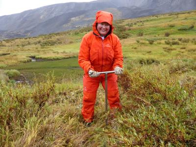 A volunteer takes a soil core (credit Steve Mamet)