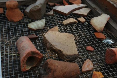 Artifacts excavated by Earthwatch volunteers