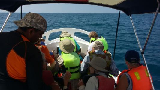 Earthwatch volunteers on the research boat