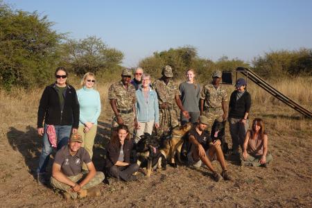 The Earthwatch team with the Anti-Poaching Unit.