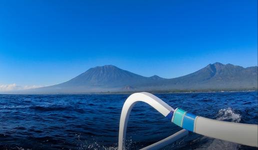 Mount Agung has seen from the research boat.