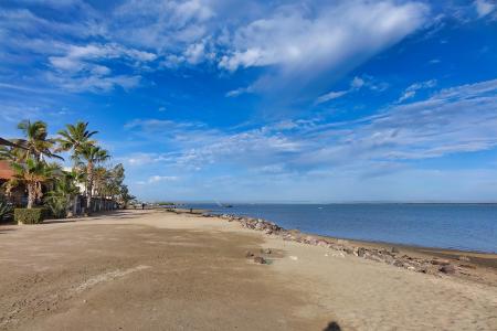 La Paz; the beach, less than a 1km walk from the accommodations.