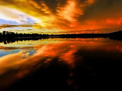 Sunset landscape views along the Yarapa River. credit Pablo Puertas