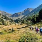 The team hikes through a meadow in the Valley of Ordino (C) Greg Schillo